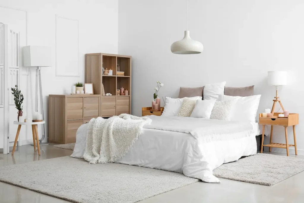 Image of a clean bedroom environment highlighting potential pest-prone areas