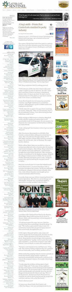 A bug's strife - Pointe Pest Control sets standard in pesky indu